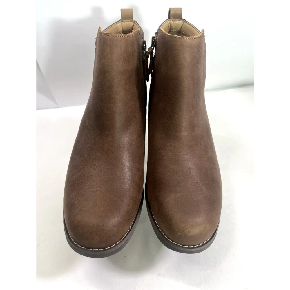 Spenco Brown Ankle Boots Dove Creek Zip Stitch Boho Prairie Womens size‎ 10
